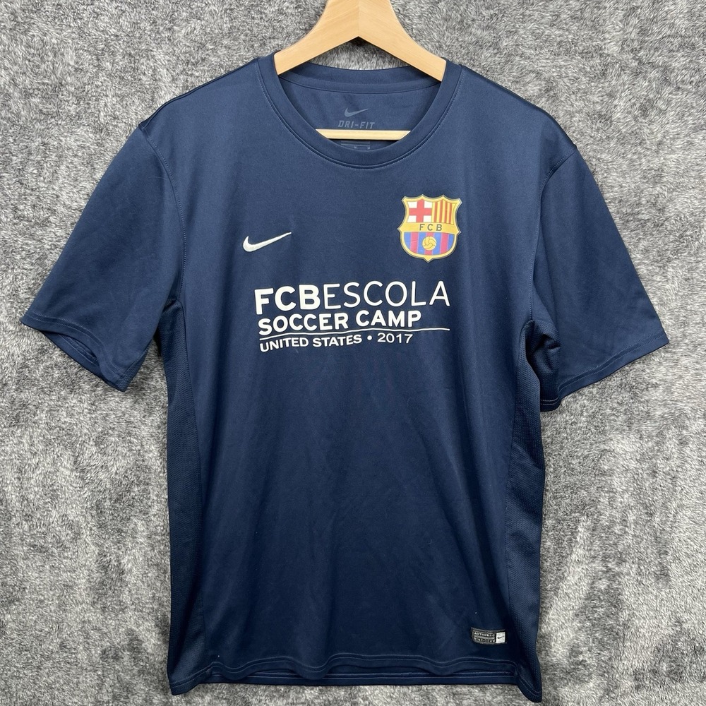 FC Barcelona Nike Dri-Fit Mens Soccer Camp United States 2017 Blue Short Sleeve